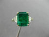 ESTATE LARGE 4.16CT DIAMOND & EMERALD 18K YELLOW GOLD & PLATINUM ENGAGEMENT RING
