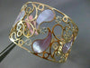 ESTATE LARGE .70CT DIAMOND 14KT ROSE GOLD MOTHER OF PEARL FLOWER BANGLE BRACELET