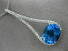 ESTATE X LARGE 5.69CT DIAMOND & AAA BLUE TOPAZ 14K WHITE GOLD PEAR SHAPE PENDANT