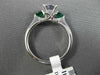 ESTATE 1.35CT DIAMOND & AAA EMERALD 14KT WHITE GOLD THREE STONE ENGAGEMENT RING