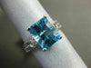 ESTATE 4.03CT DIAMOND & BLUE TOPAZ 14K WHITE GOLD 3D EMERALD CUT ENGAGEMENT RING