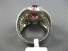 ESTATE EXTRA LARGE 5.29CT DIAMOND & AAA PEAR SHAPE RUBY 14KT WHITE GOLD 3D RING