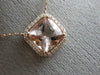ESTATE LARGE 2.14CT DIAMOND & AAA MORGANITE 14KT ROSE GOLD SQUARE HALO NECKLACE