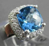 ESTATE WIDE 4.75CTW DIAMOND & AAA BLUE TOPAZ 14KT WHITE GOLD 3D SQUARE HALO RING