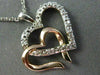 ESTATE .06CT DIAMOND 14KT WHITE & ROSE GOLD DOUBLE HEART LOVE PENDANT WITH CHAIN
