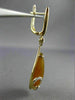 ESTATE 9.69CT DIAMOND & ORANGE AGATE 14K YELLOW GOLD PEAR SHAPE HANGING EARRINGS