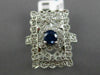 ESTATE LARGE .98CT DIAMOND & SAPPHIRE 14KT WHITE GOLD OPEN FILIGREE FLOWER RING