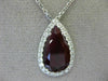 ESTATE 5.48CT DIAMOND & AAA RUBY 18KT WHITE GOLD CLASSIC TEAR DROP HALO PENDANT