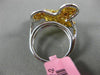 ESTATE LARGE 4.12CT WHITE & FANCY YELLOW DIAMOND 18K 2 TONE GOLD 3D FLOWER RING