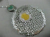 ESTATE EXTRA LARGE 1.02CT DIAMOND & AVENTURINE 14KT WHITE GOLD FILIGREE NECKLACE