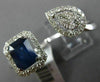 LARGE 2.50CT DIAMOND & AAA SAPPHIRE 14K WHITE GOLD 3D CLUSTER DOUBLE FINGER RING
