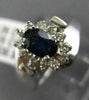 ESTATE WIDE .96CT DIAMOND & SAPPHIRE 14KT WHITE GOLD OVAL FLOWER ENGAGEMENT RING