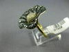 ESTATE LARGE 1.32CT WHITE & BLACK DIAMOND 14K YELLOW & BLACK GOLD 3D FLOWER RING