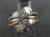 ESTATE .69CT DIAMOND 14KT WHITE & ROSE GOLD 3D MULTI ROW CRISS CROSS FUN RING
