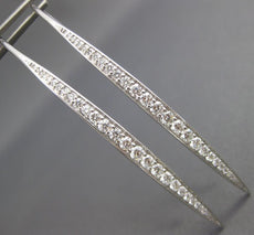 ESTATE LARGE 1.19CT DIAMOND 18KT WHITE GOLD 3D ELONGATED BAR HANGING EARRINGS