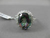 ESTATE LARGE 6.37CT DIAMOND & AAA MYSTIC TOPAZ 14KT WHITE GOLD 3D OVAL HALO RING