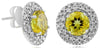2.86CT DIAMOND & AAA LEMON QUARTZ 14KT WHITE GOLD ROUND SOLITAIRE STUD EARRINGS