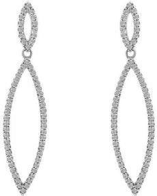 .45CT DIAMOND 14KT WHITE GOLD INFINITY OPEN MARQUISE SHAPE LEAF HANGING EARRINGS