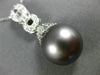 ESTATE .40CT DIAMOND & AAA TAHITIAN PEARL 18K WHITE GOLD FILIGREE PENDANT #21600