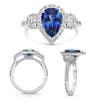 LARGE 2.89CT DIAMOND & AAA SAPPHIRE PLATINUM PEAR SHAPE & ROUND ENGAGEMENT RING