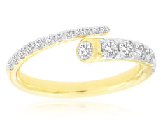 ESTATE .61CT DIAMOND 14K YELLOW GOLD ROUND GRADUATING CRISS CROSS SNAKE FUN RING