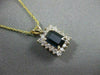 ESTATE 1.27CT DIAMOND & SAPPHIRE EMERALD CUT CLUSTER 14K Y GOLD PENDANT #6742