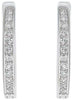 ESTATE .27CT DIAMOND 18KT WHITE GOLD 3D CLASSIC CHANNEL PRONG HUGGIE EARRINGS