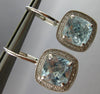 5.65CT DIAMOND & AAA AQUAMARINE 14KT WHITE GOLD HALO LEVERBACK HANGING EARRINGS