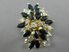ESTATE LARGE 3.56CT DIAMOND & AAA SAPPHIRE 14KT YELLOW GOLD FLOWER COCKTAIL RING