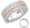 WIDE .75CT DIAMOND 14KT WHITE & ROSE GOLD 3D 3 ROW PAVE & BEZEL ANNIVERSARY RING