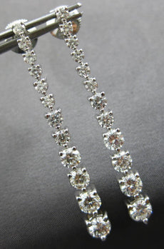 EXTRA LARGE 3.53CT DIAMOND 14KT WHITE GOLD 3D GRADUATING JOURNEY EARRINGS 28178