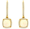 1.45CT DIAMOND & AAA OPAL 14KT YELLOW GOLD SQUARE & ROUND HALO HANGING EARRINGS