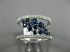 ESTATE WIDE .98CT DIAMOND & AAA SAPPHIRE 14K WHITE GOLD CLUSTER ANNIVERSARY RING
