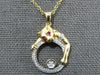 .15CT DIAMOND & AAA RUBY 14K YELLOW GOLD CIRCULAR HAPPY PANTHER FLOATING PENDANT