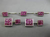 ESTATE LARGE 5.0CT AAA PINK RUBY 14KT WHITE GOLD SQUARE SHIRT STUD CUFFLINK SET