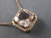 ESTATE LARGE 2.14CT DIAMOND & AAA MORGANITE 14KT ROSE GOLD SQUARE HALO NECKLACE