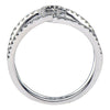 ESTATE WIDE .47CT DIAMOND 18KT WHITE GOLD 3D LOVE KNOT TWO ROW CLASSIC FUN RING
