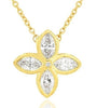 .38CT DIAMOND 14KT YELLOW GOLD 3D MARQUISE & ROUND 5 STONE FLOWER LOVE NECKLACE
