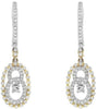 .90CT DIAMOND 18KT 2 TONE GOLD 3D SOLITAIRE OVAL LOVE KNOT HANGING EARRINGS