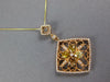 1.43CT WHITE & FANCY YELLOW DIAMOND 18KT ROSE GOLD OPEN FILIGREE SQUARE PENDANT