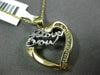 ESTATE LARGE .15CT DIAMOND 14KT TWO TONE GOLD 3D OPEN HEART I LOVE YOU PENDANT