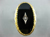 ANTIQUE LARGE .04CT OLD MINE DIAMOND & AAA ONYX 14KT 2 TONE GOLD OVAL RING #2749