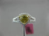 GIA 1.60CT WHITE & FANCY YELLOW DIAMOND 18KT 2 TONE GOLD 3D HALO ENGAGEMENT RING