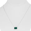 3.12CT AAA EMERALD 18KT WHITE GOLD 3D EMERALD CUT SOLITAIRE BEZEL LOVE NECKLACE