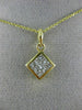 ESTATE 1.0CT DIAMOND 14KT YELLOW GOLD 3D CLASSIC SQUARE INVISIBLE PENDANT #9697