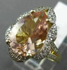 LARGE 4.64CT DIAMOND & AAA PEAR MORGANITE 14K 2 TONE GOLD FLOWER ENGAGEMENT RING
