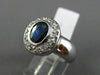 ESTATE LARGE .83CT DIAMOND & SAPPHIRE 14K WHITE GOLD BEZEL HALO ENGAGEMENT RING