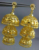 ANTIQUE 22KT YELLOW GOLD HANDCRAFTED FILIGREE CHANDELIER HANGING EARRINGS #25283