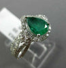 ESTATE 1.95CT DIAMOND EMERALD 14KT WHITE GOLD INFINITY HALO PEAR ENGAGEMENT RING