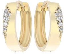 ESTATE .08CT DIAMOND 14KT YELLOW GOLD 3D TRIANGULAR FUN HOOP HANGING EARRINGS